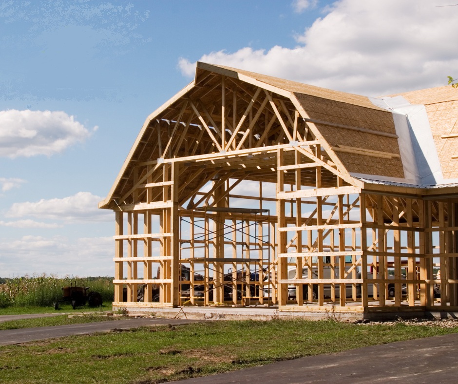 pole building barn at framing stage pole building barn at framing stage